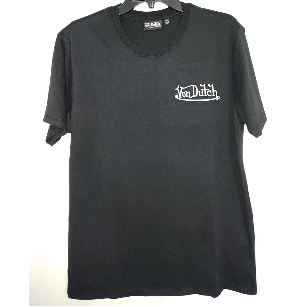 Von Dutch Mens Black Short Sleeve Embroidered Logo Graphic T-Shirt Size M